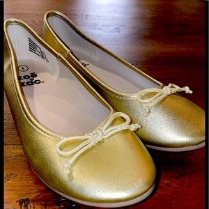 Zoē & Zac metallic gold ballerina flats kids SZ 4